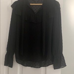 Size Small Ann Taylor Black Sheer Polka Dot Blouse